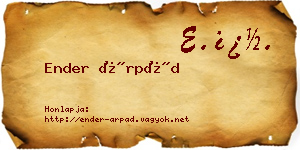 Ender Árpád névjegykártya